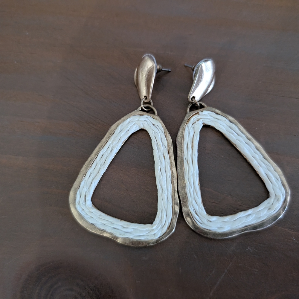 Chico's Gold and White Geometric Earrings